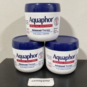 Aquaphor Advanced Therapy Healing Ointment Skin Protectant 14 Ounce Jar, x3